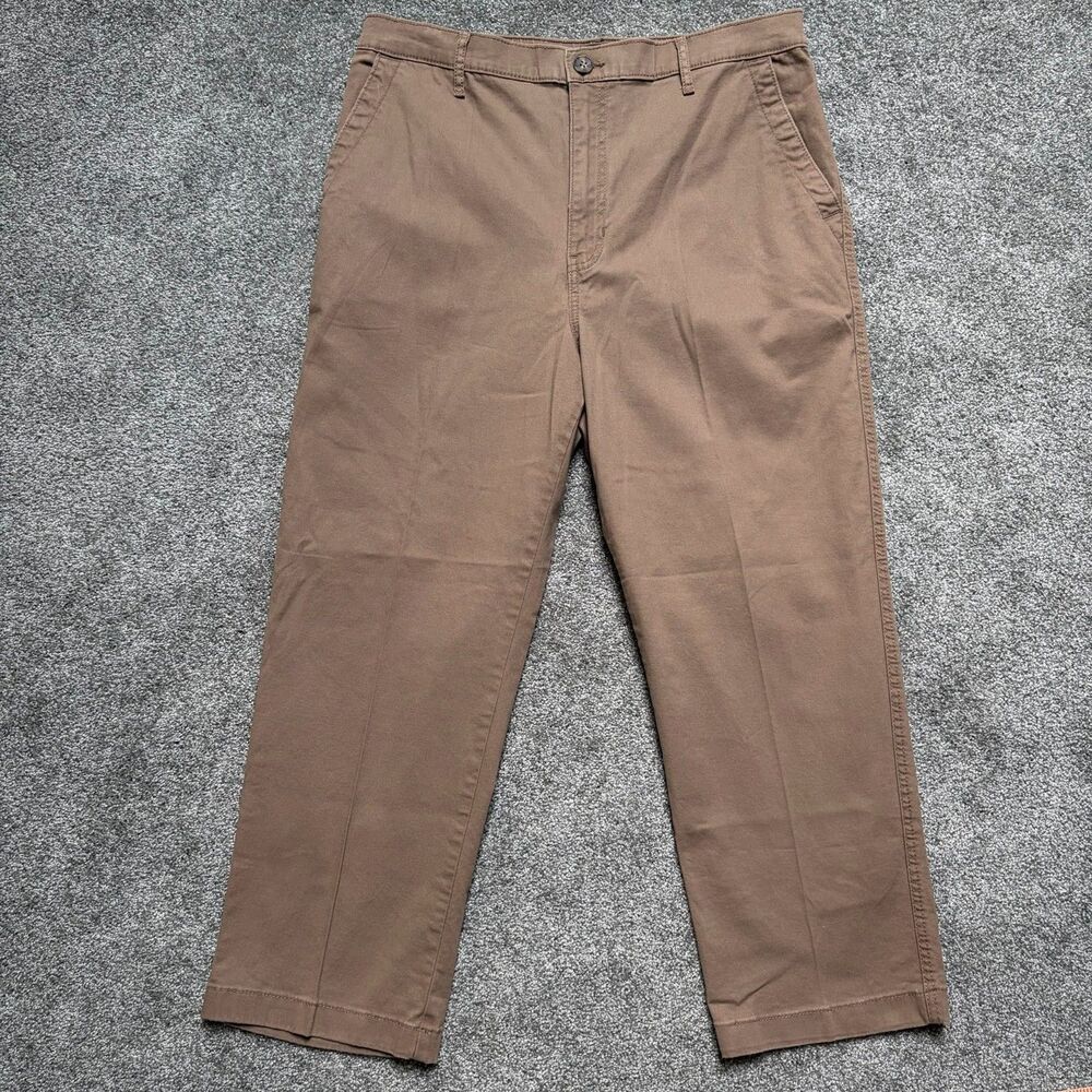 GH Bass Classic Khaki Cropped Sz 14 Women Straight Leg High Rise Elastic Waist